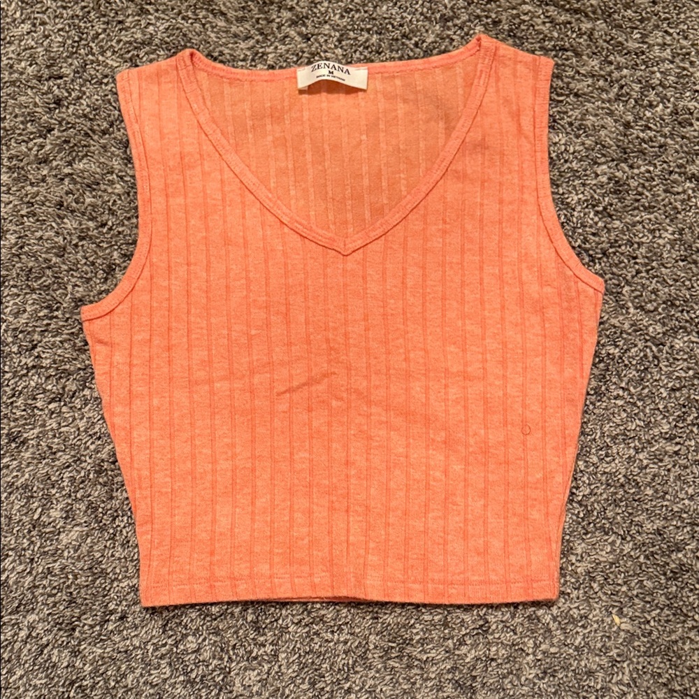 Zenana Peach Crop Tank